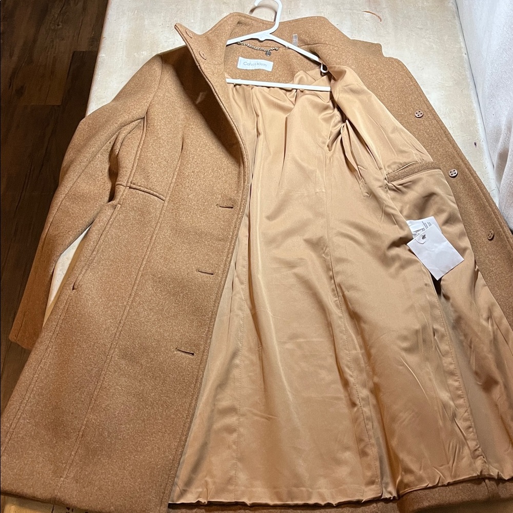 Calvin Klein Camel Wool Coat - Picture 3 of 4